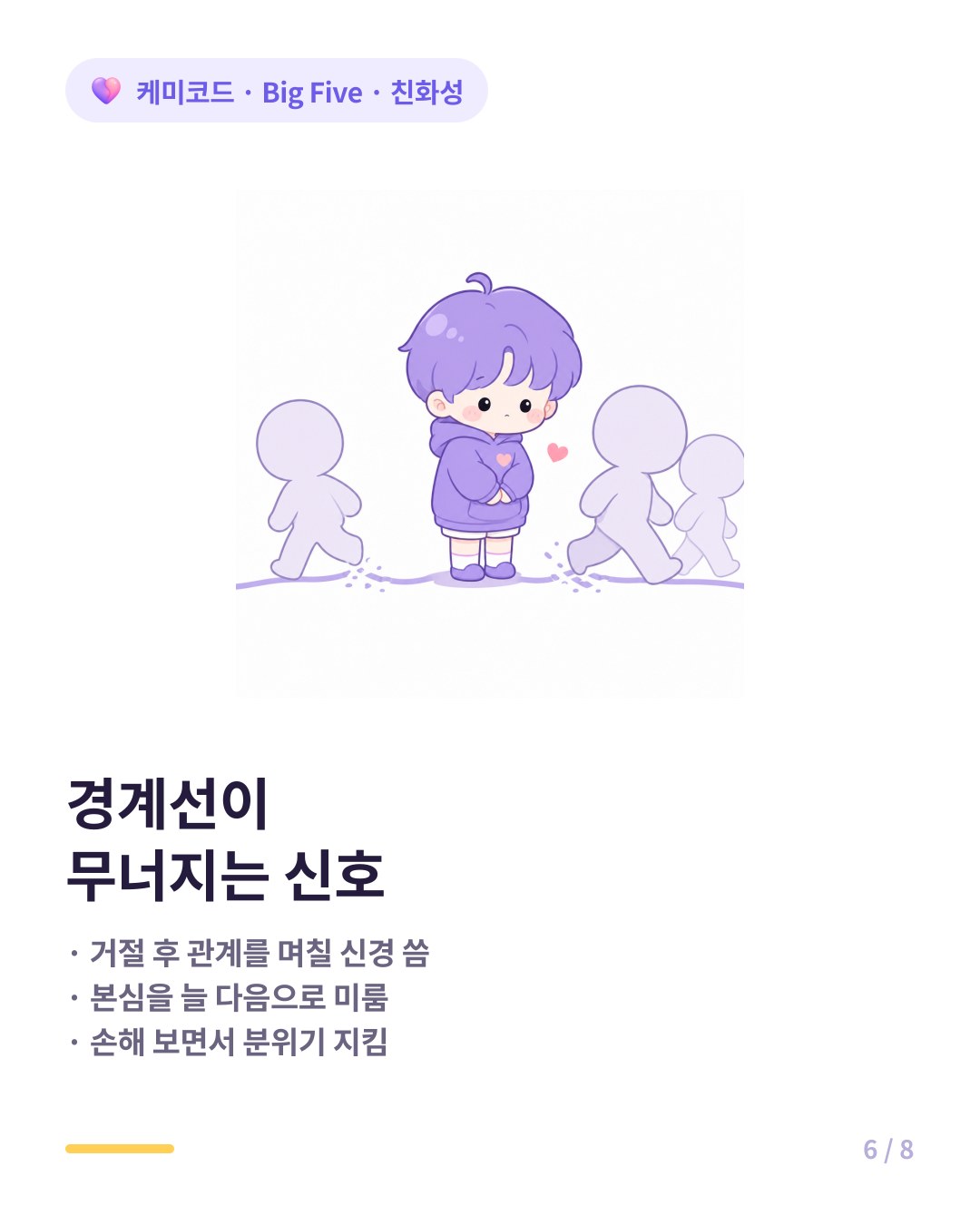 친화성 경계선 무너지는 신호 거절 후 관계 신경 본심 미루기