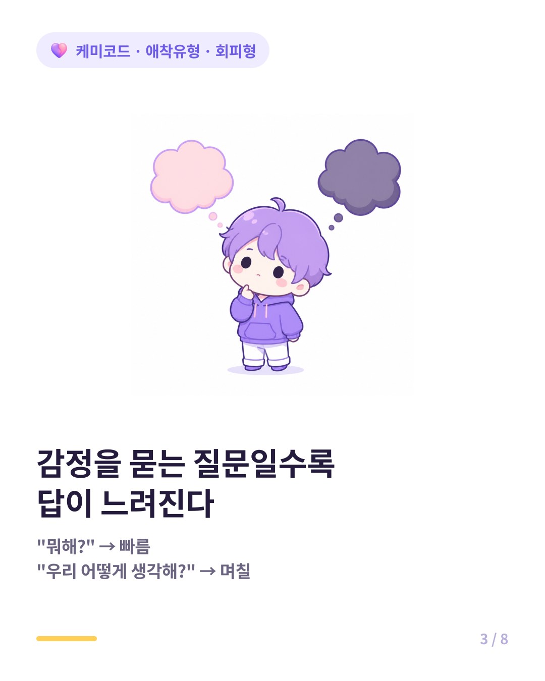 회피형의 연락 패턴은 감정을 묻는 질문일수록 답이 느려진다
