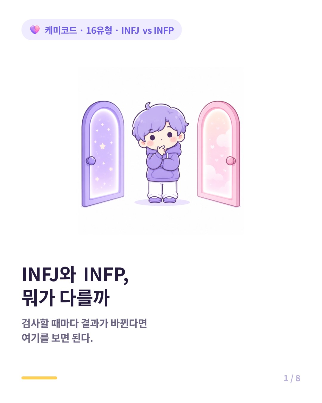 INFJ와 INFP 차이 구분법 카드뉴스 표지