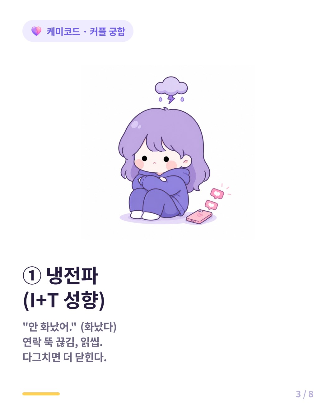 냉전파 I T 성향 INTJ ISTJ INTP ISTP 화나면 말이 없어지고 읽씹 안 화났어 사실 화났다