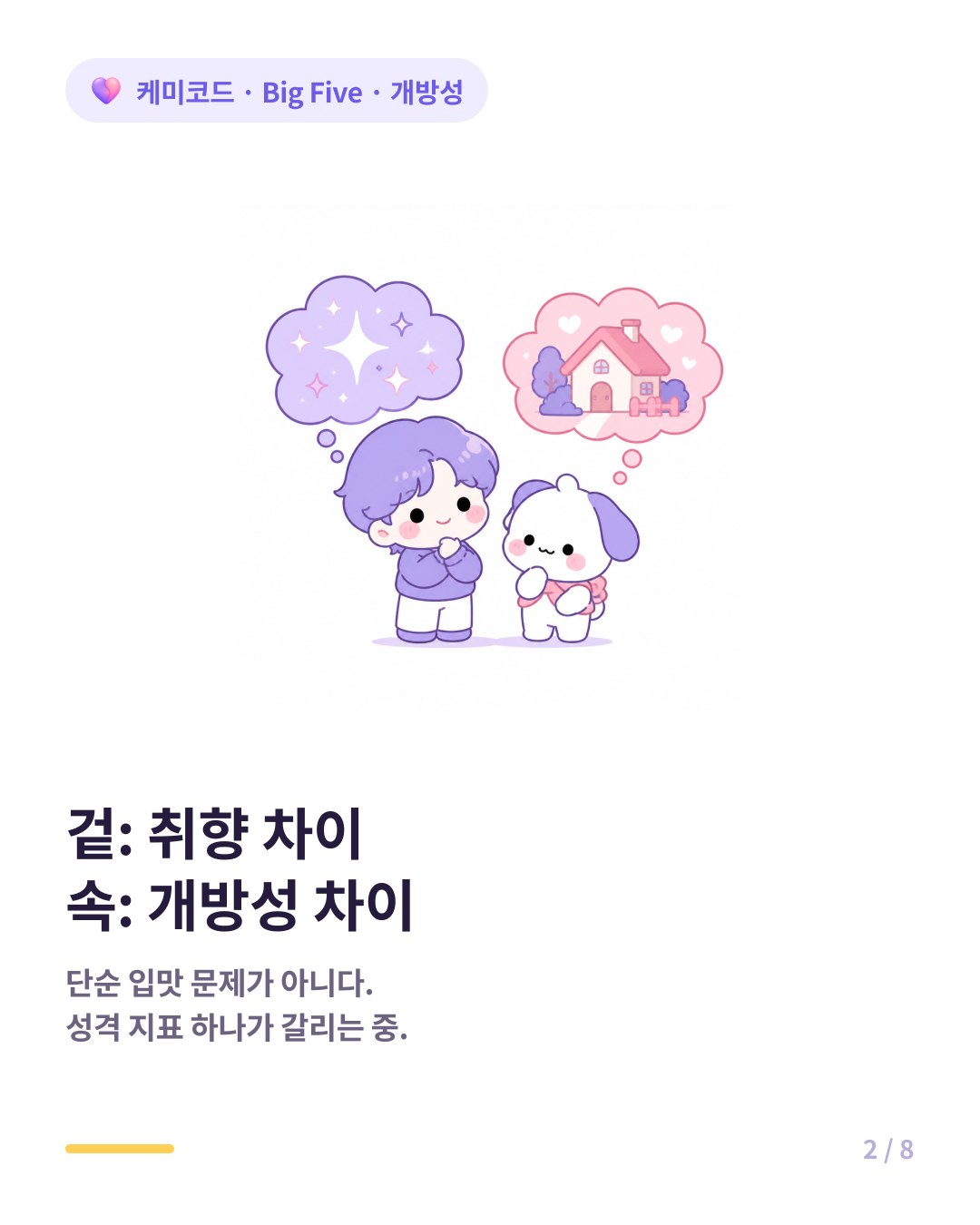 데이트 코스 갈등은 취향 차이가 아니라 빅파이브 개방성 수치 차이다