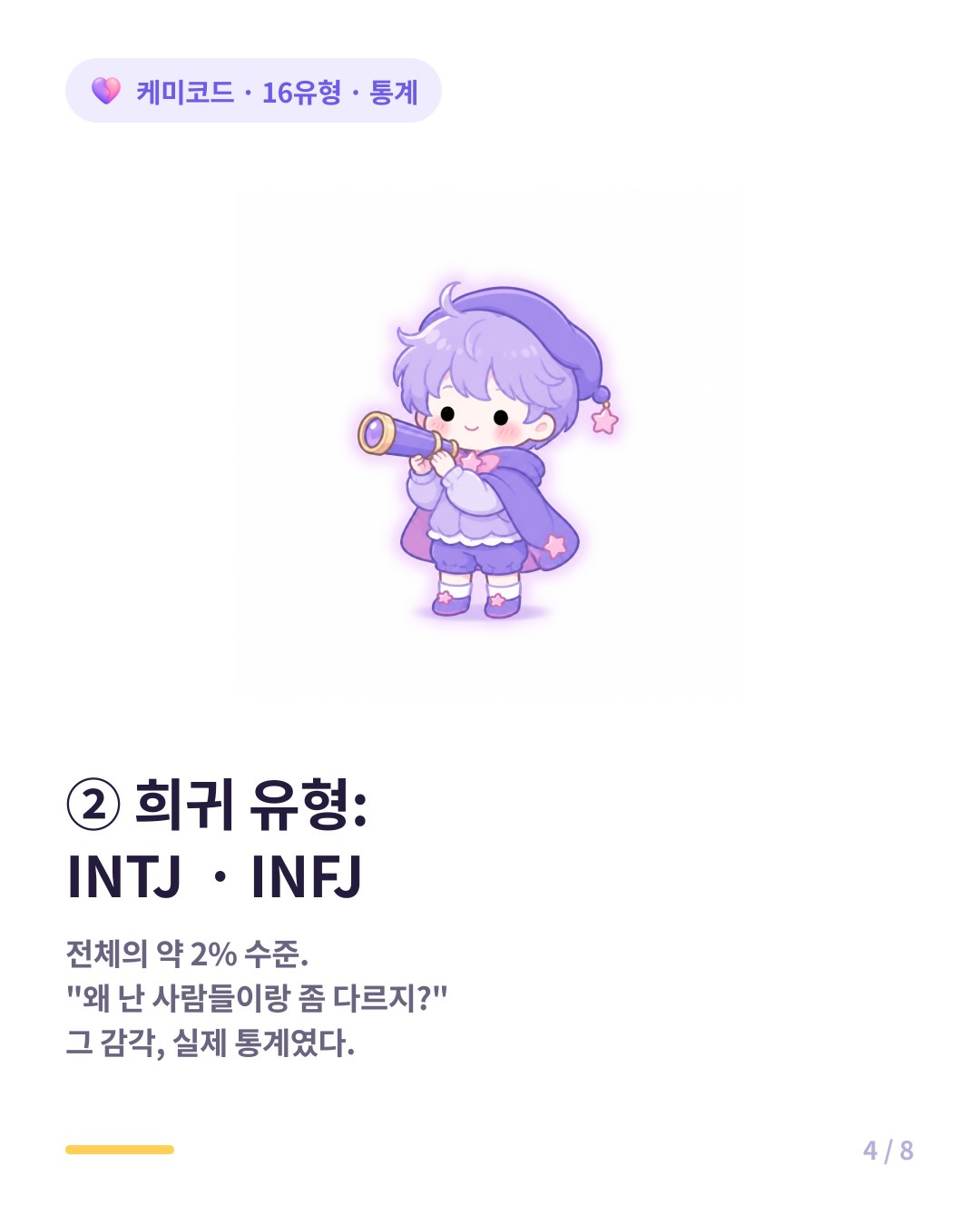 가장 희귀한 유형은 INTJ INFJ 같은 직관 계획 조합으로 전체의 2퍼센트 수준