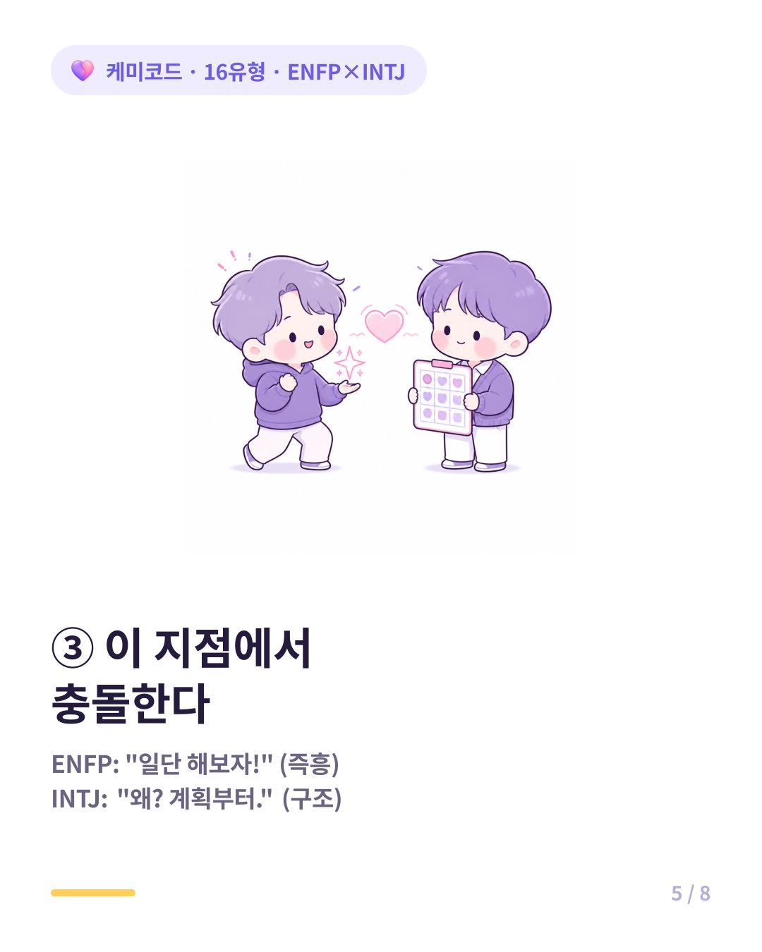 ENFP의 즉흥과 INTJ의 계획이 충돌하는 지점